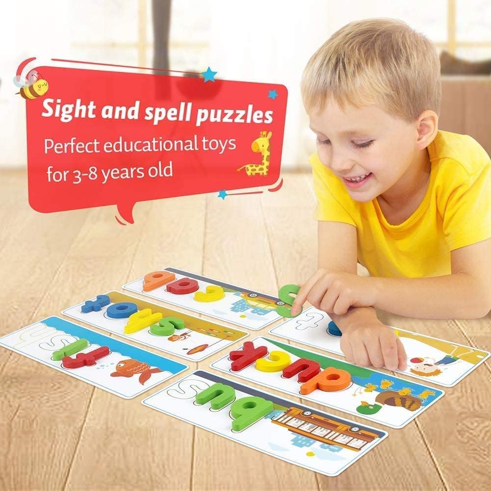 See and Spell Letter Matching Game for Kids Wooden Alphabet Learning