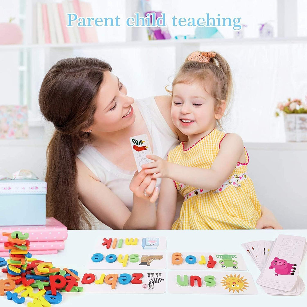 See and Spell Letter Matching Game for Kids Wooden Alphabet Learning