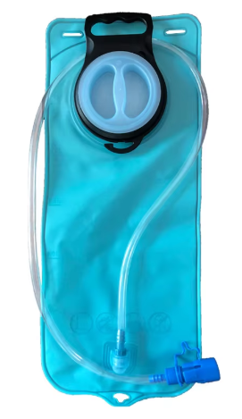 Blue hydration reservoir with drinking tube
